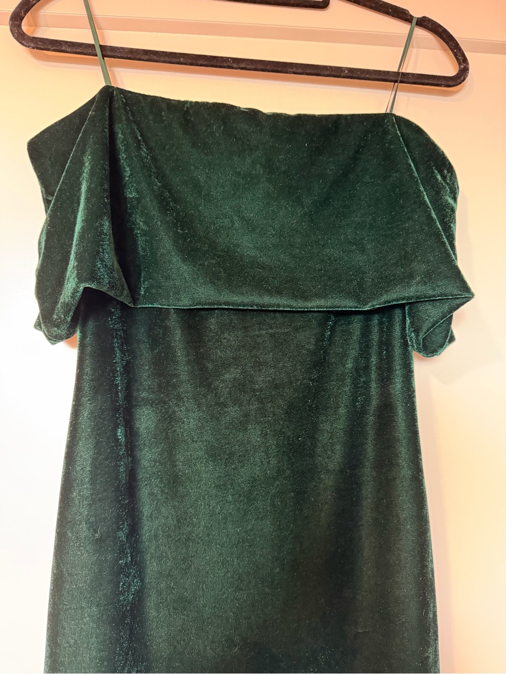 Gianni Bini Dark Emerald Velvet Strapless Fold-Over Dress